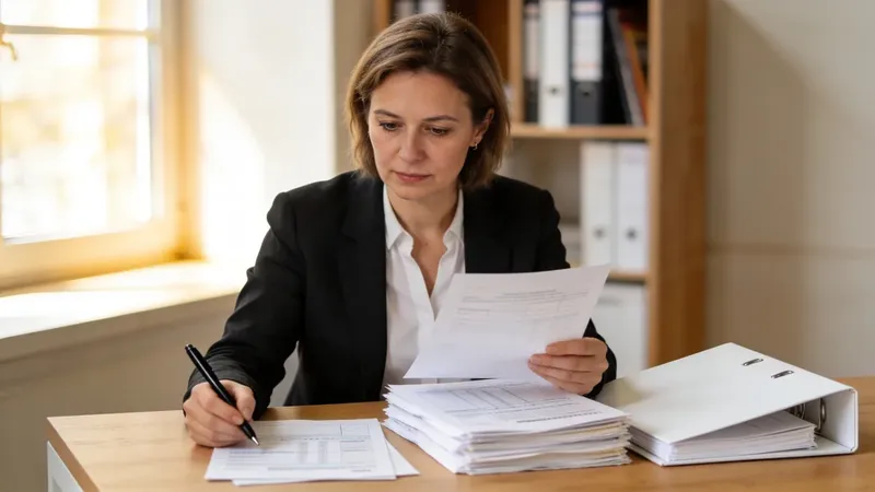 Eurobankovky, kalkulačka a daňové dokumenty na stole pri vyplňovaní rakúskeho daňového priznania
