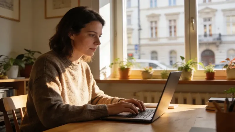 Notebook s otvoreným portálom FinanzOnline, výplatná páska a kalkulačka pri vyplňovaní rakúskeho daňového priznania