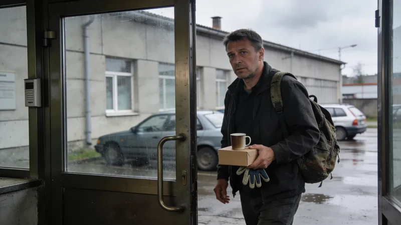 Zamestnanec odchádza z pracoviska s osobnými vecami po skončení pracovného pomeru