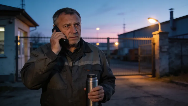 Zamestnanec po nočnej zmene telefonuje o vážnom pracovnom probléme