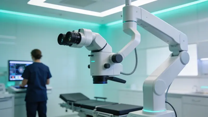 Pacient počas laserovej operácie očí na očnej klinike