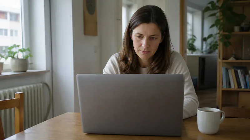 Žena doma porovnáva ponuku optického internetu