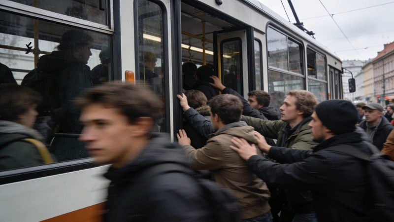 Ľudia čakajúci v rade pri autobuse