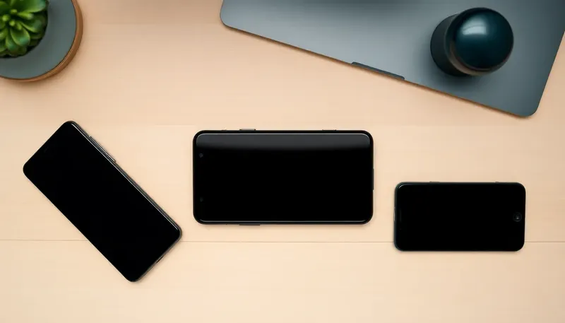 Tri smartfóny položené na svetlom stole