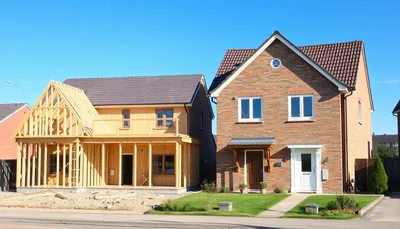 Bývanie – drevená hrubá stavba vedľa hotového domu