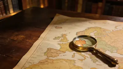 Pohľad zo sveta na Slovensko - vintage mapa Európy s lupou nad strednou Európou